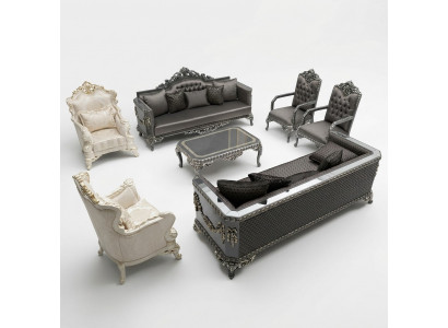 Comfortable living room set suite 3+1+1 and new luxury 2x armchair brown