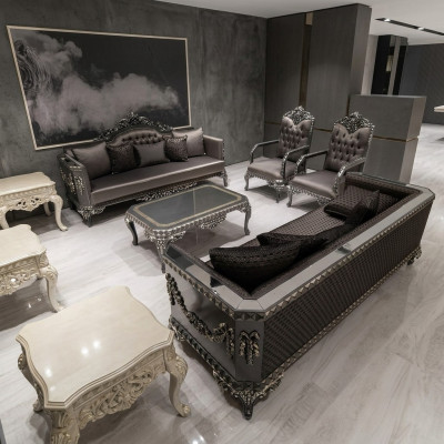 Deluxe living room set sofa and armchair premium sofa and armchair new brown
