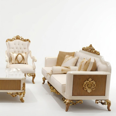 Exquisite living room sofa set sofa 2x armchair set luxury set