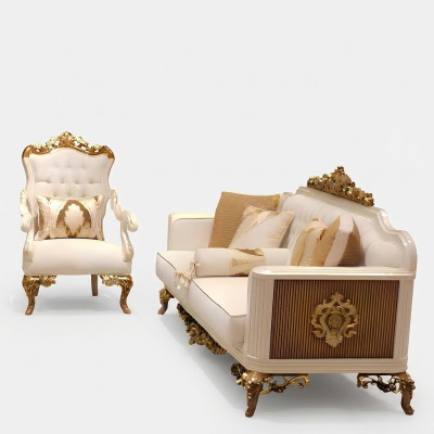 Luxury living room set Exquisite 2 sofas and designer chair