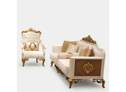 Luxury living room set Exquisite 2 sofas and designer chair