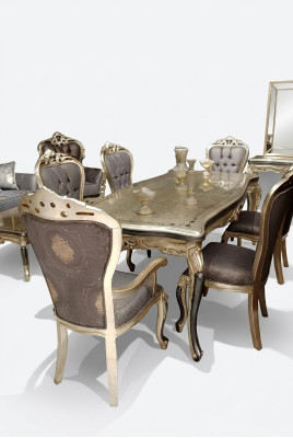 Exquisite dining room furniture luxurious dining table + 4x table chairs gold