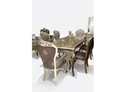 Exquisite dining room furniture luxurious dining table + 4x table chairs gold