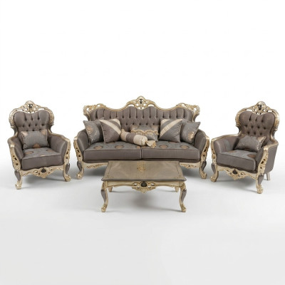 Modern sofa set: 3-seater sofas, 2x armchairs, coffee table, living room set