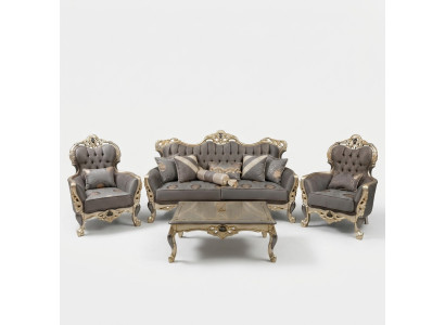 Exclusive sofa set 3+3+1 3-piece 2x sofa armchair relax luxurious set