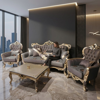 Stylish Chesterfield living room set sofa suite 3+1+1 seater couch