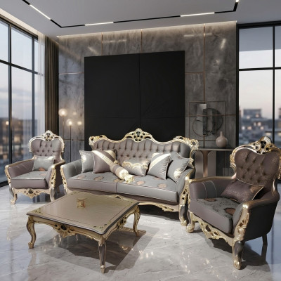 Stylish Chesterfield living room set sofa suite 3+1+1 seater couch