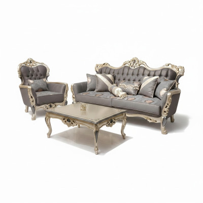 Elegant sofa with armchair sofa set gray 2-piece living room furniture