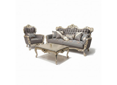 Elegant sofa with armchair sofa set gray 2-piece living room furniture
