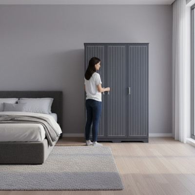 Wardrobe closet furniture bedroom cabinets wood black loft