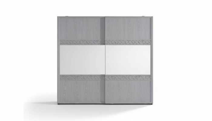 Sliding door wardrobe closet with mirror wood luxury modern