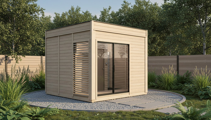 Wood sauna outdoor sauna pine wood sauna house panorama hut garden