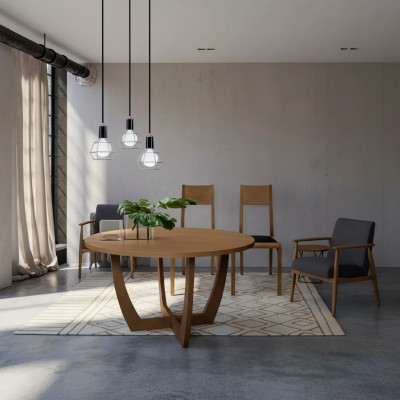 Round dining table wood kitchen table round new style modern brown 140cm