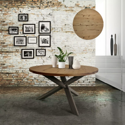 Dining room round dining table wood round kitchen table style modern brown 140cm