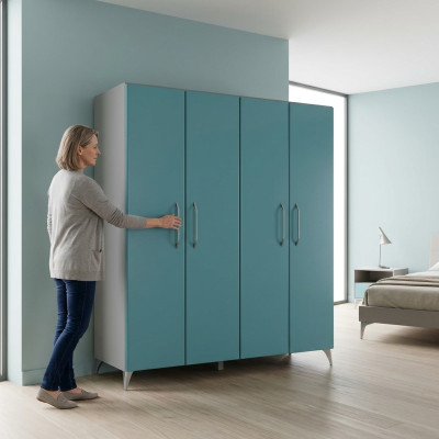 Wardrobe bedroom wood cabinet modern wardrobes blue