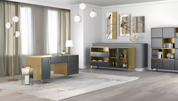 Living room set desk sideboard bookshelf 3-piece table furniture wood