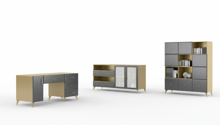 Living room set desk sideboard bookshelf 3-piece table furniture wood
