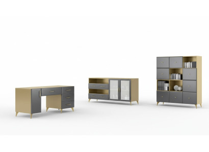 Living room set desk sideboard bookshelf 3-piece table furniture wood
