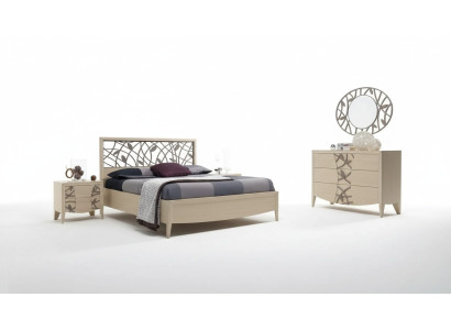 Bedroom set complete bed 2x nightstand dresser 5 pcs new beige