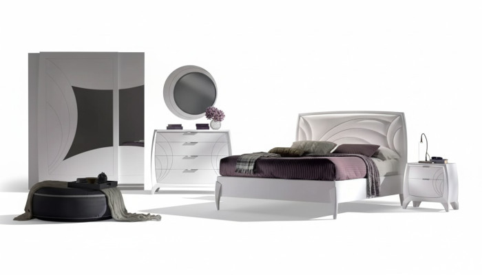 Bedroom set: bed, 2x nightstands, wardrobe, 6-piece design luxury