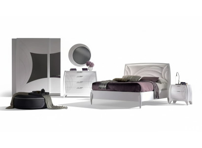 Bedroom set: bed, 2x nightstands, wardrobe, 6-piece design luxury