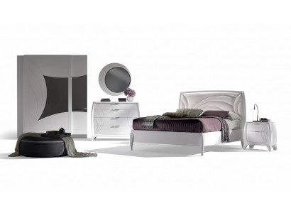 Bedroom set: bed, 2x nightstands, wardrobe, 6-piece design luxury
