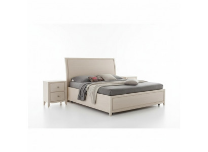 Bed, 2x nightstands, luxury complete bedroom furniture set, gray, 3-piece set