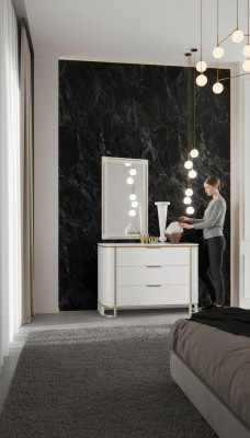 Bedroom set chest of drawers mirror new luxury complete new white 2-piece set