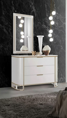 Bedroom set chest of drawers mirror new luxury complete new white 2-piece set