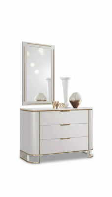 Bedroom set chest of drawers mirror new luxury complete new white 2-piece set