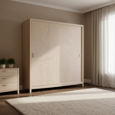 Bedroom wardrobe material wood cabinet modern beige cabinets