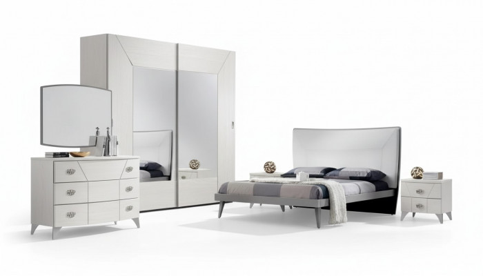 Bedroom set bed 2x bedside tables dresser 6-piece design luxury