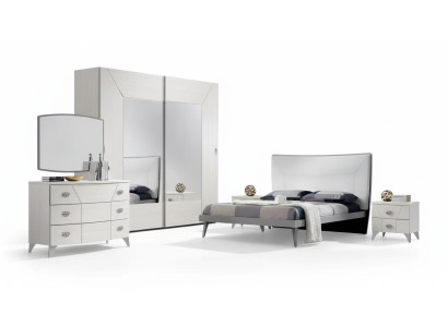 Bedroom set bed 2x bedside tables dresser 6-piece design luxury