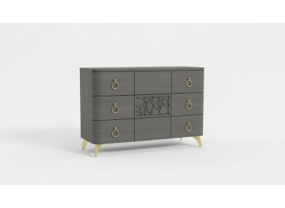 Bedroom set luxury bed 2x nightstands design gray 3-piece dresser