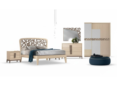 Bedroom set bed 2x nightstands wardrobe design luxury new 6-piece