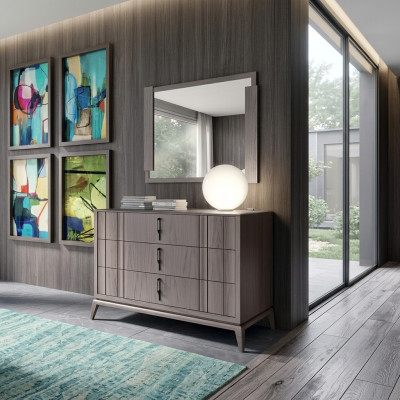 Bedroom set luxury dresser mirror design sideboard brown 2-piece wood