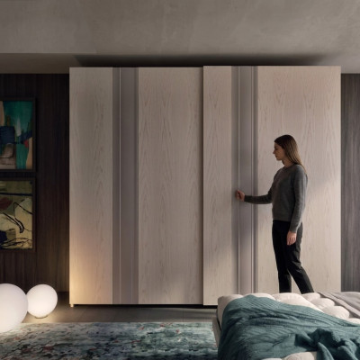 Sliding door wardrobe closets wooden luxury bedroom