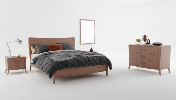 Bedroom set bed 2x bedside tables chest of drawers design luxury furniture 4-piece set