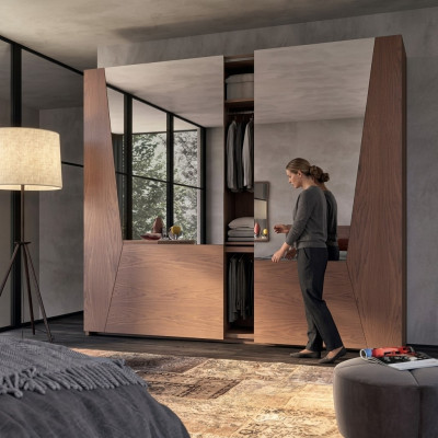 Wardrobe brown bedroom wood cabinet luxury modern wardrobes