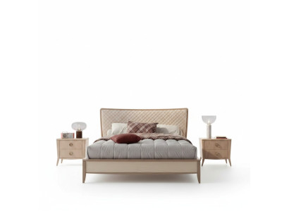 Bedroom set bed 2x nightstands design luxury new 3-piece modern wood