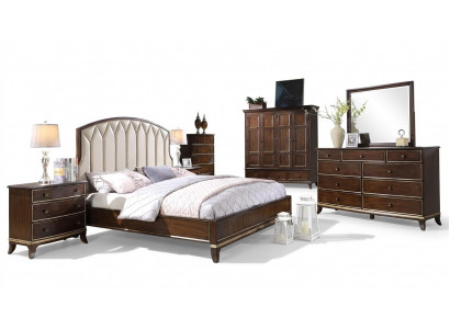 Bed, 2x bedside tables, dresser, bedroom set design, luxury new 4-piece set