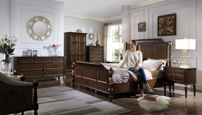 Bed 2x Nightstand Dresser Complete Bedroom Furniture Set 4 pcs New
