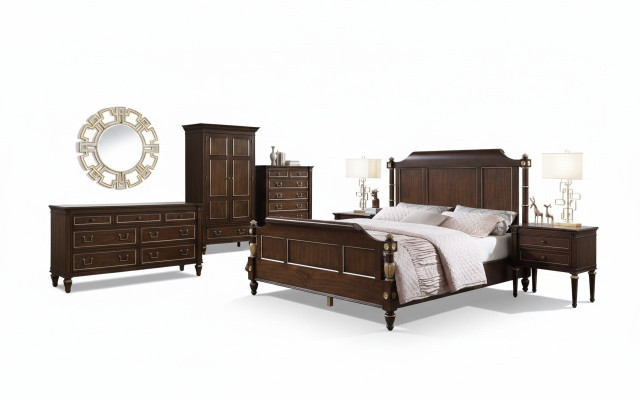 Bed 2x Nightstand Dresser Complete Bedroom Furniture Set 4 pcs New
