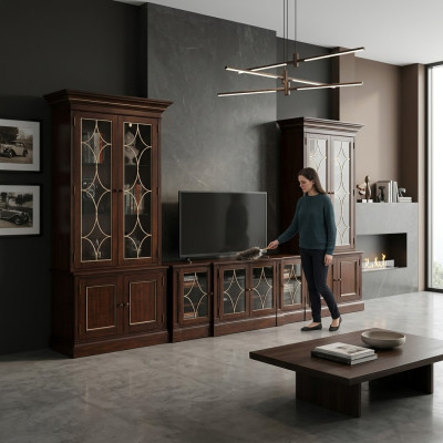 Living room set 2x display cabinet TV stand coffee table set modern furniture