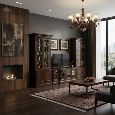 Living room set 2x display cabinet TV stand coffee table set modern furniture