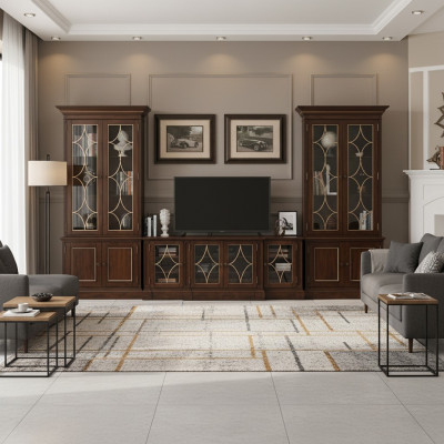 TV stand, 2x display cabinet, modern wall unit, living room set, modern 3-piece set