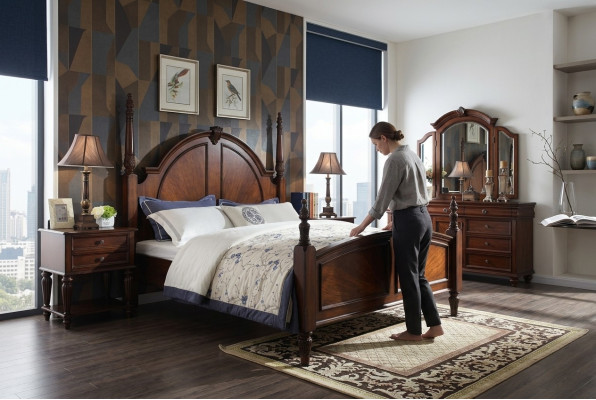 Bed 2x Nightstands Bedroom Set Luxury Design new brown 3-piece Modern