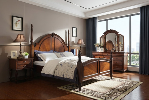 Bed 2x Nightstands Bedroom Set Luxury Design new brown 3-piece Modern