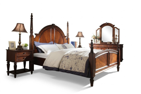 Bed 2x Nightstands Bedroom Set Luxury Design new brown 3-piece Modern