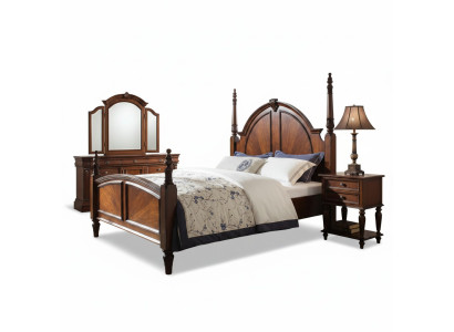 Bedroom bed classic new stylish in modern brown wood luxury
